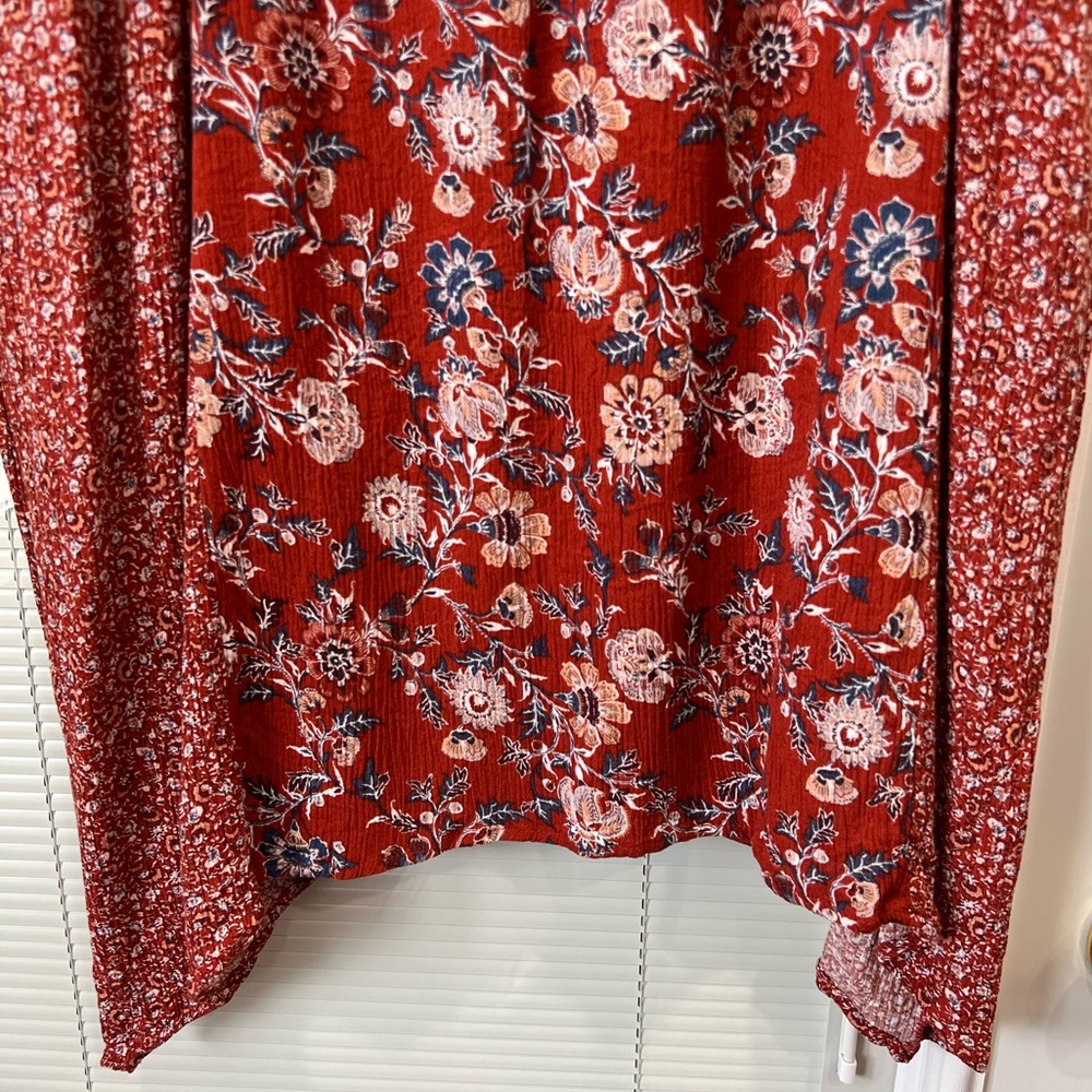 Knox Rose Boho Dress Fall Colors Burgundy Rust Colored - Picture 10 of 10